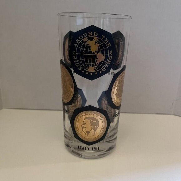 6 Vtg Libbey World Coins MCM Highball Glasses Numismatic Collectible Drinkware - Picture 3 of 6